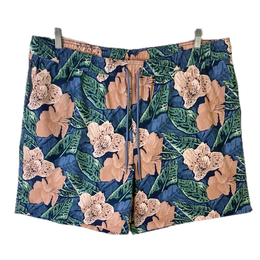 NWOT GOODFELLOW & CO Swim Trunks Men XXL Multicolor Floral Drawstring Adjustable